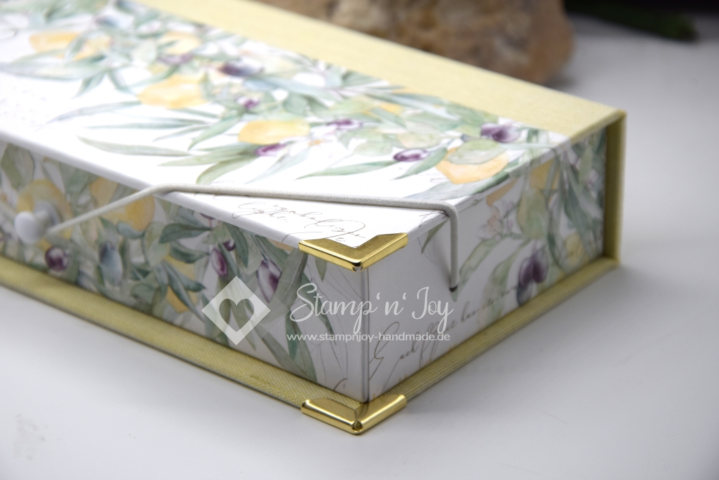 Stifte-Schachtel mit Klappdeckel ca. 21x10x4cm | Zitronenkranz | zitronengelb | Art. Nr. 97040001